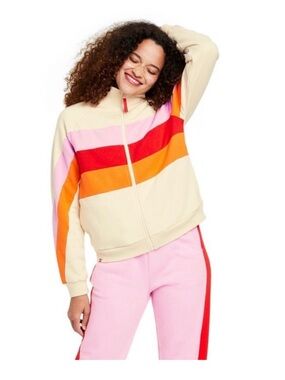 Lego Target Colorblock Zip-Up Jacket in Cream, Pink, Red & Orange